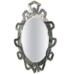 1940's Italian Glass Ribbon Design Mirror