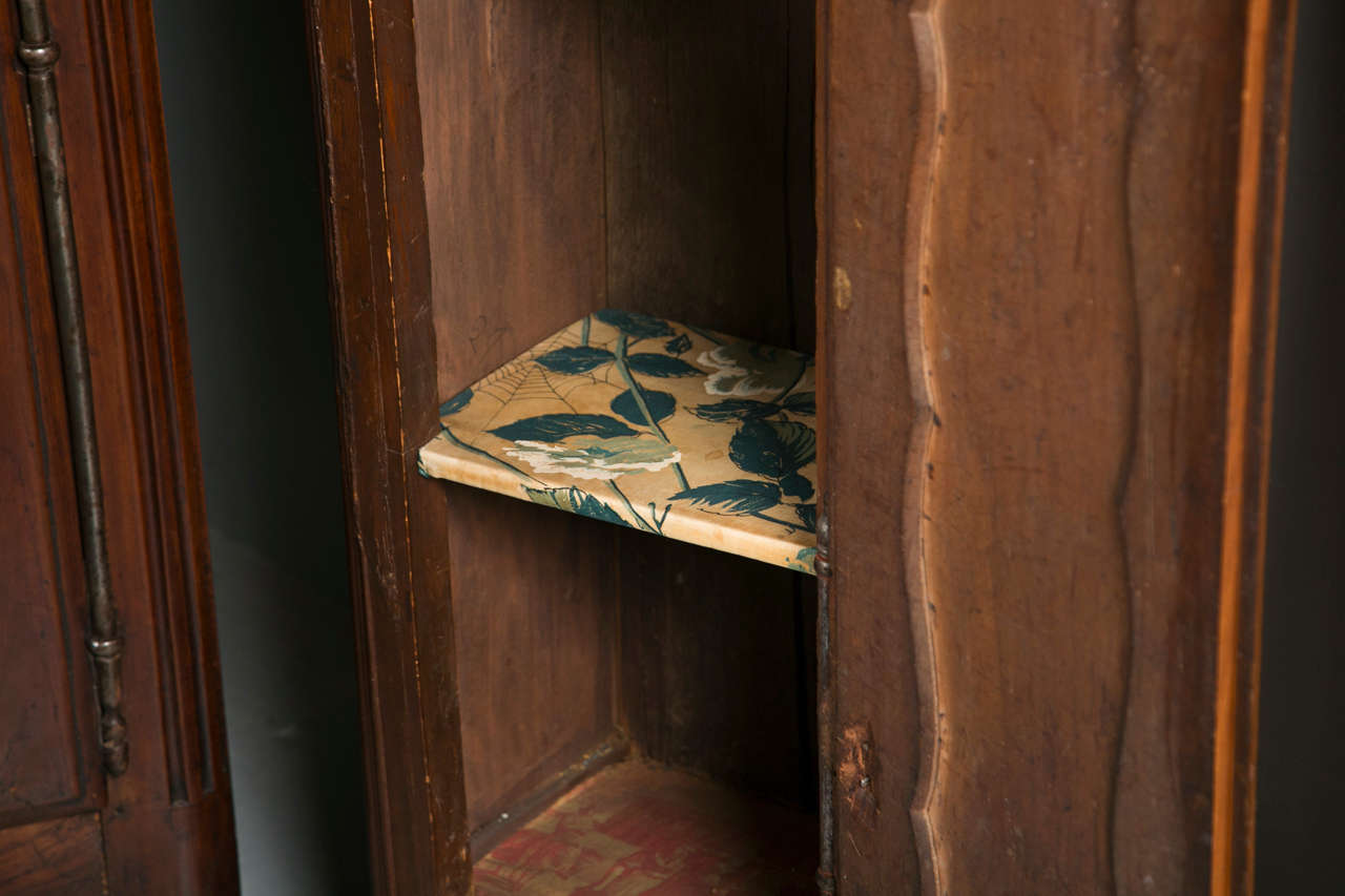 19th Century 19th C Antique French walnut Chimney Cupboard