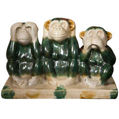 Italian Ceramic Monkey's 'Hear, Speak, See No Evil'