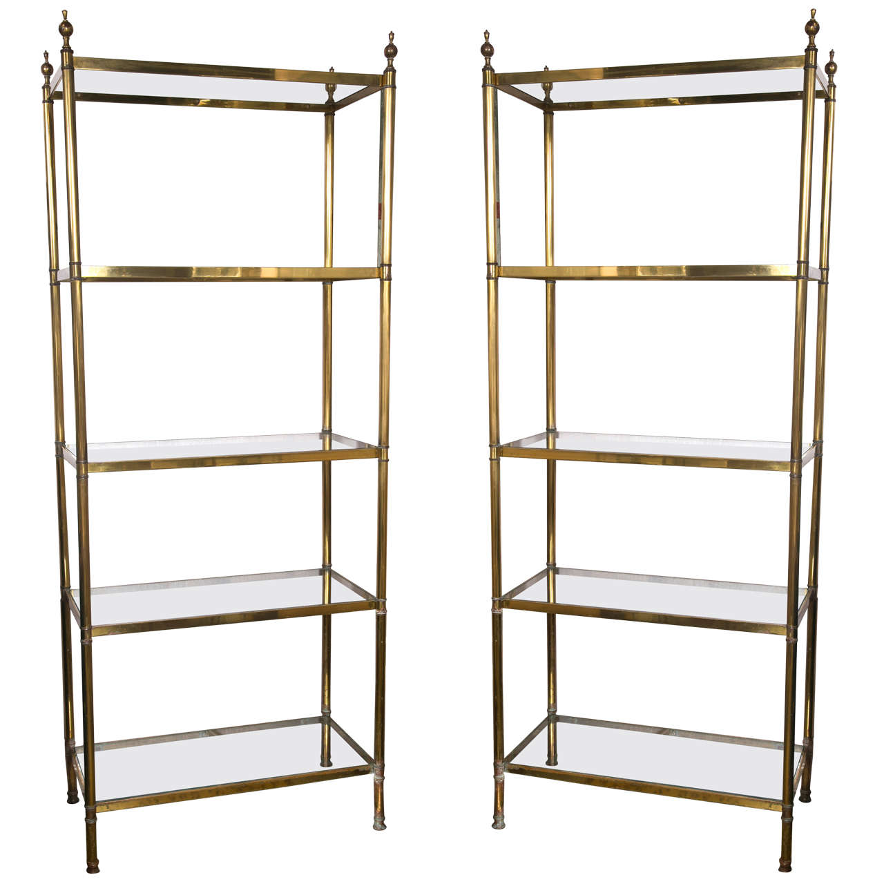One Continental Brass Plated Shelf Etageres at 1stdibs