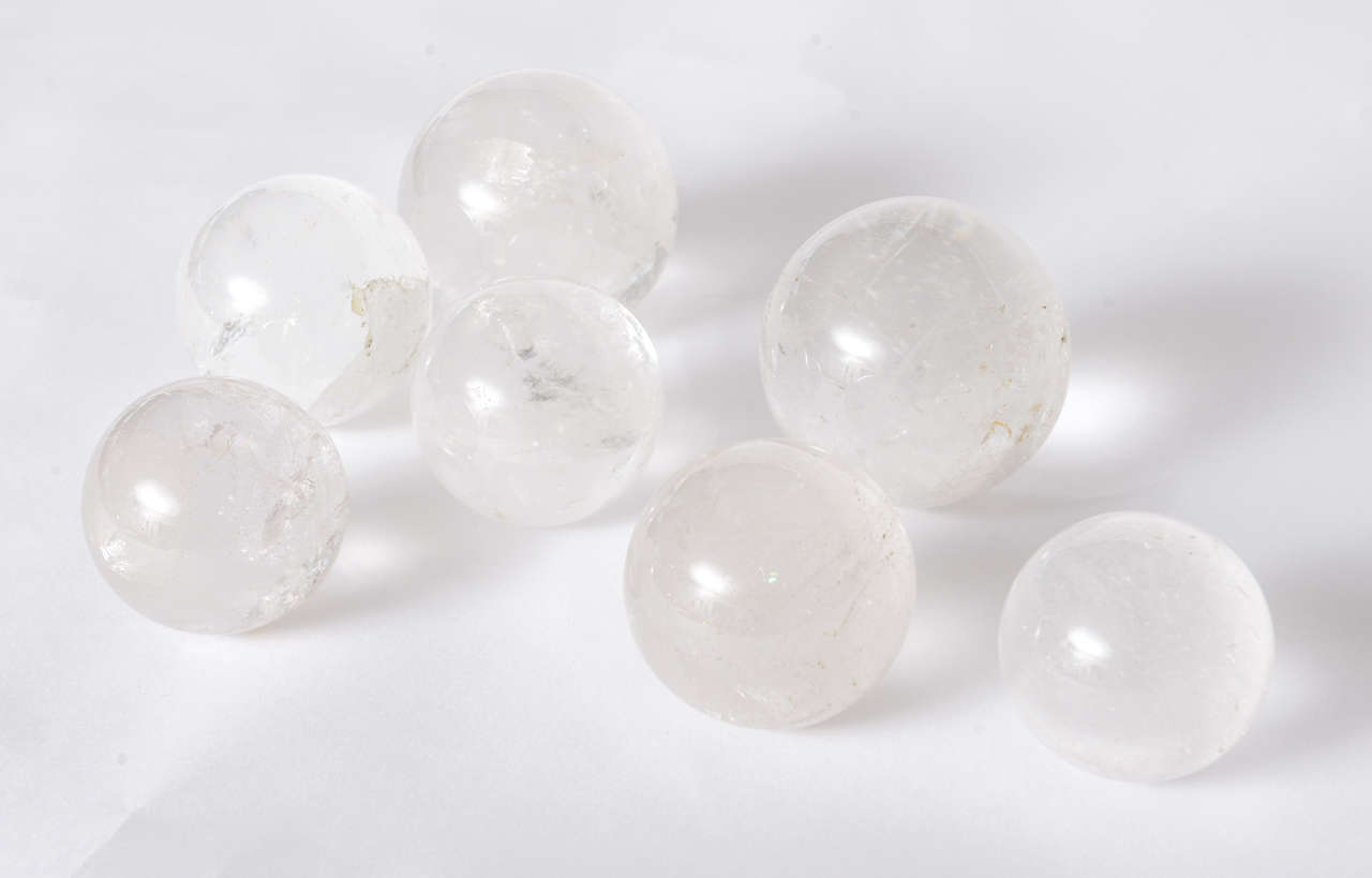Superb quality rock crystal spheres ranging in size from 3