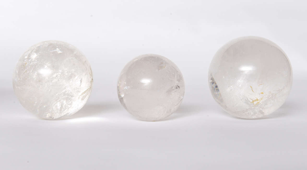 Contemporary Collection of Rock Crystal Spheres For Sale