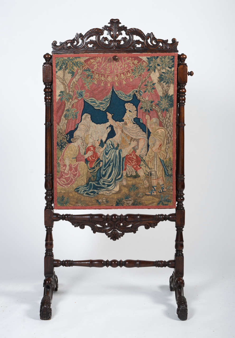 Fire screen with good needlework panel.