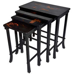 Antique Four Nesting Tables in Japanese Lacquer circa 1920