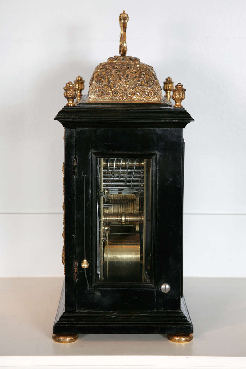 Ebony William and Mary Period Antique Bracket Clock by Benjamin Merriman, London