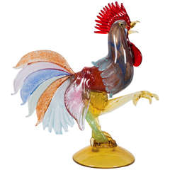 Vintage 20th Century Italian Rooster Murano Glass