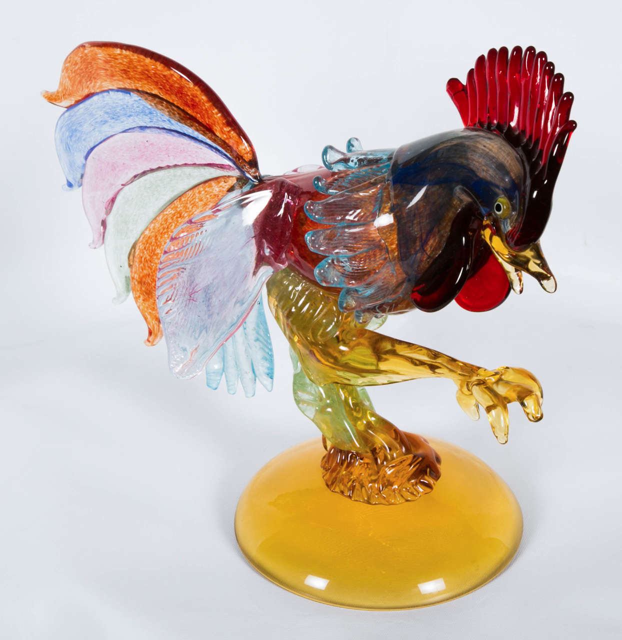 20th Century Italian Rooster in Murano Glass.