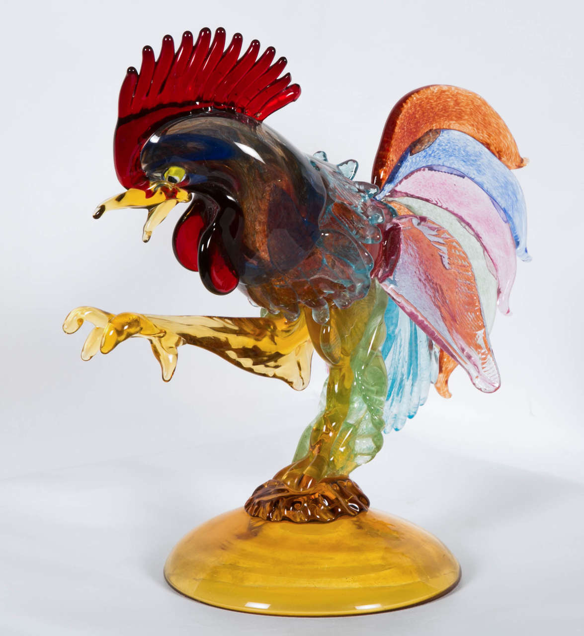20th Century Italian Rooster in Murano Glass In Excellent Condition For Sale In Paris, FR