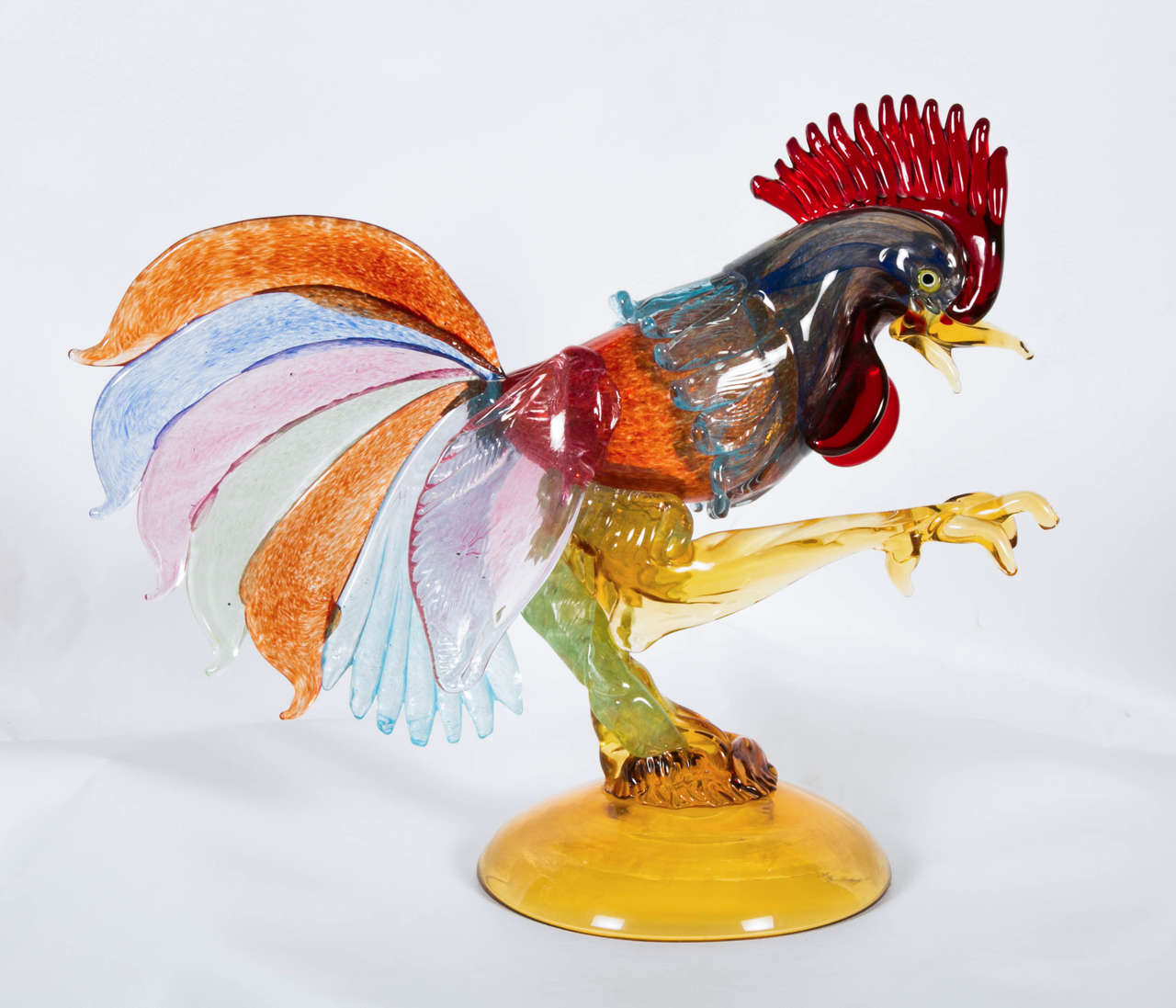20th Century Italian Rooster in Murano Glass For Sale 3
