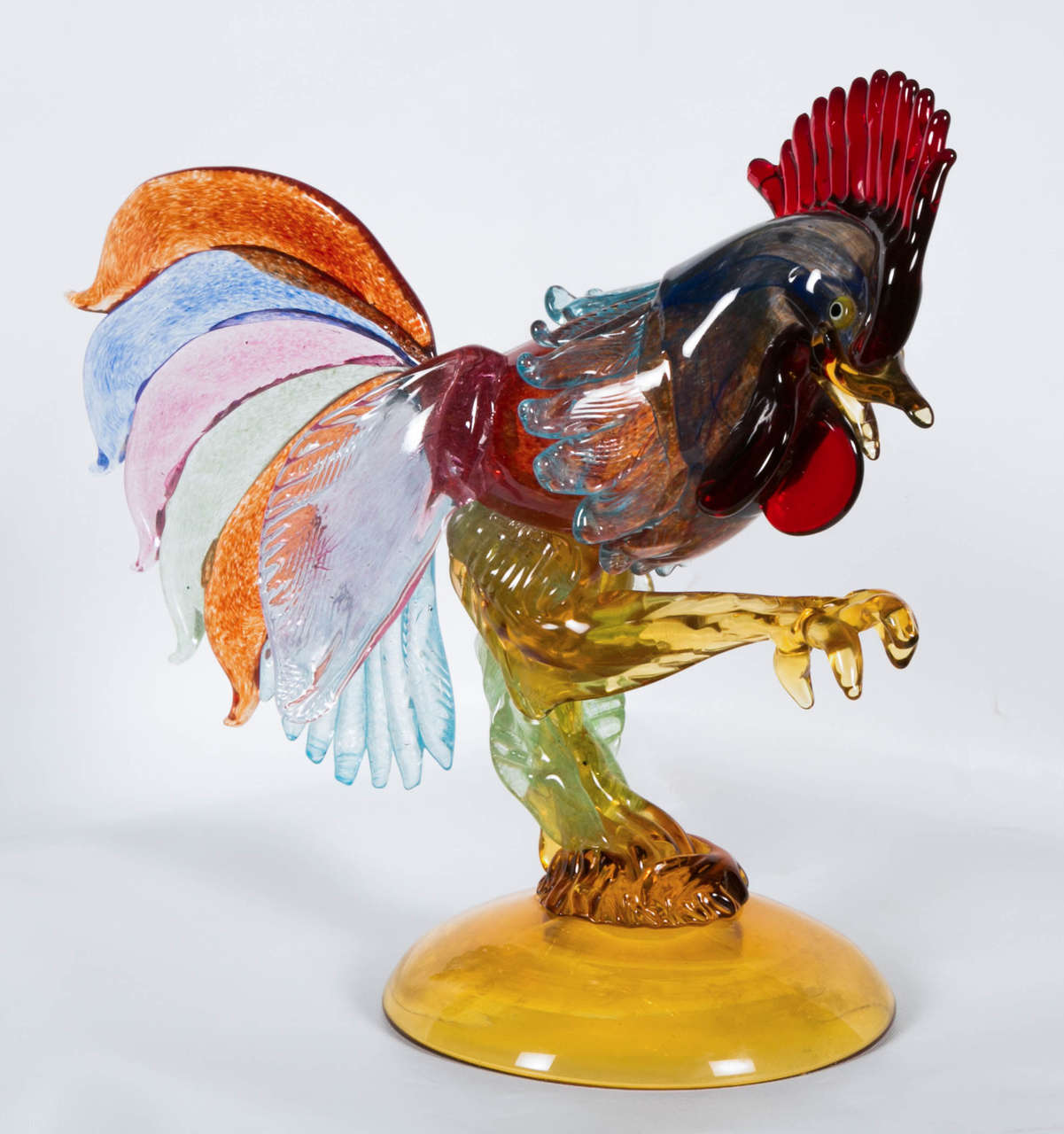 20th Century Italian Rooster in Murano Glass For Sale 6