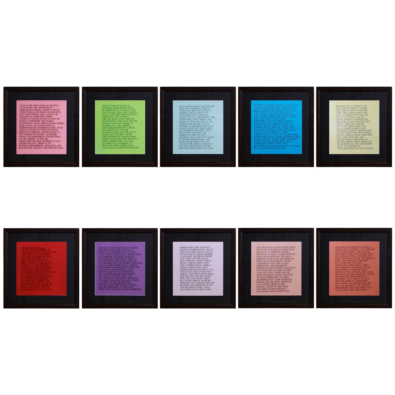 Set of Ten Jenny Holzer, "Inflammatory Essays" For Sale