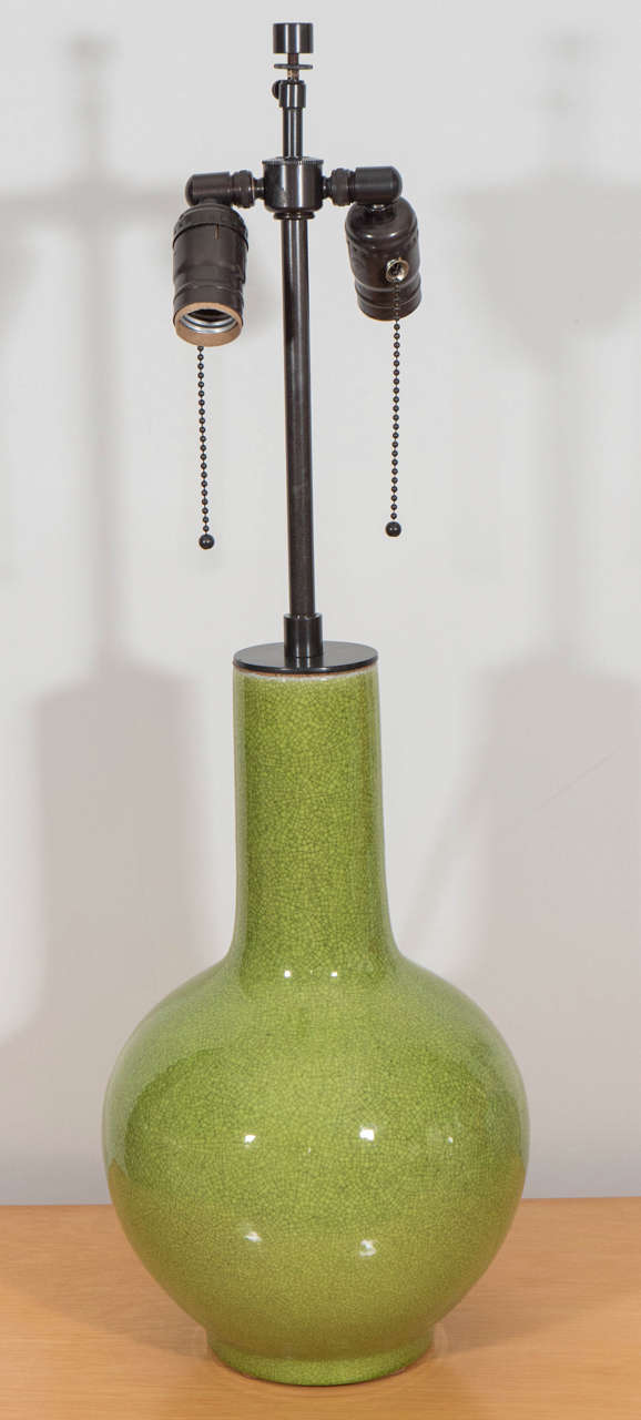 Chinese chartreuse craquelure vase, probably 20th century.