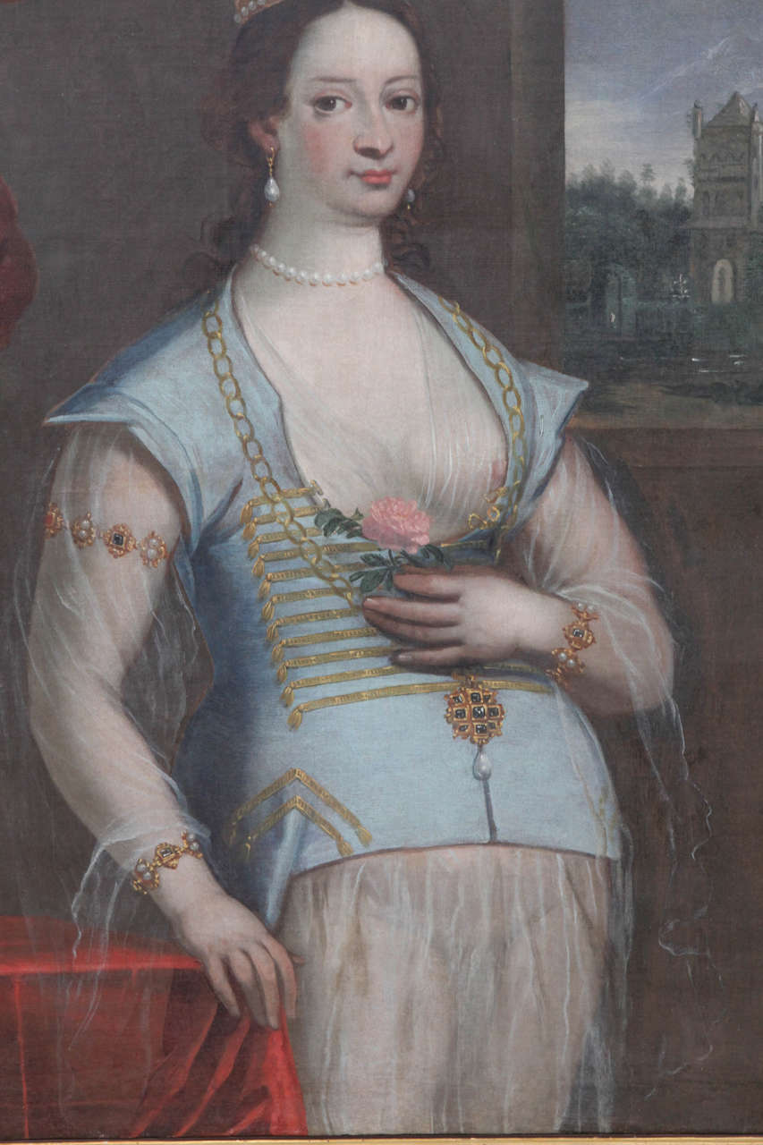 Wood Large 17th Century Portrait of a Prostitute