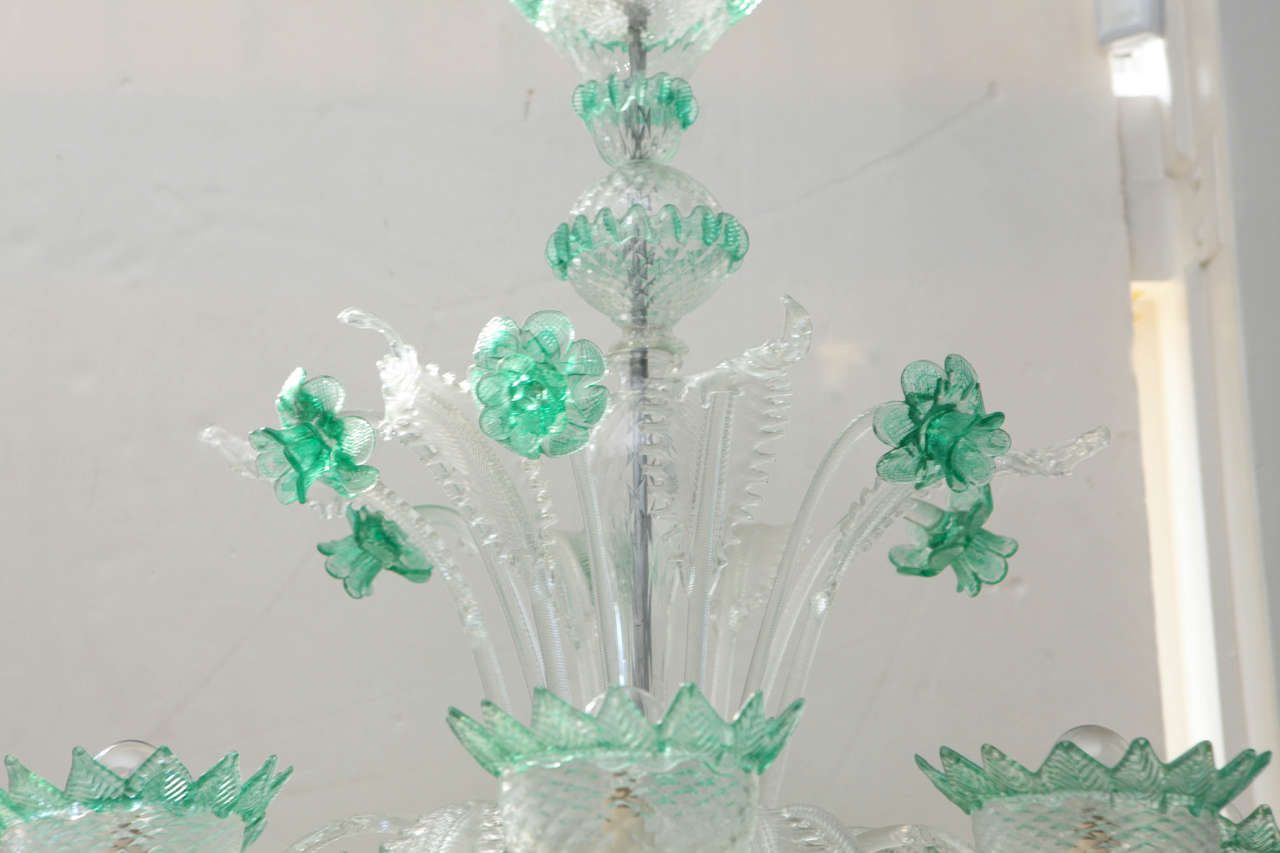 Rococo Revival Antique Murano Glass Chandelier For Sale