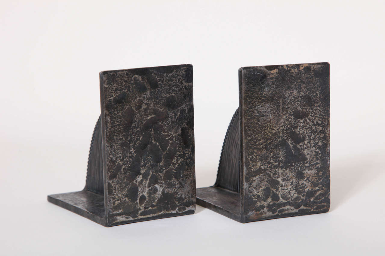 French Art Deco Pair of Forged Iron Bookends 4