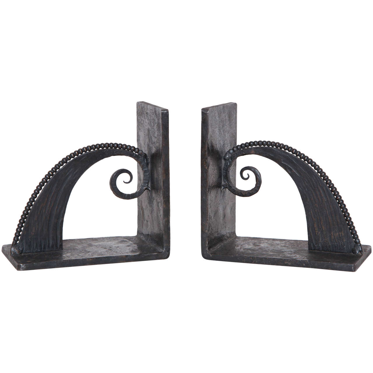 French Art Deco Pair of Forged Iron Bookends