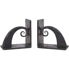 French Art Deco Pair of Forged Iron Bookends