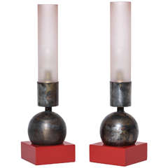 French Art Deco Pair of Small Lamps