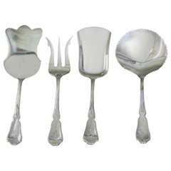 G. Keller Four-Piece Sterling Silver Hors D'oeuvres Set in Fitted Box