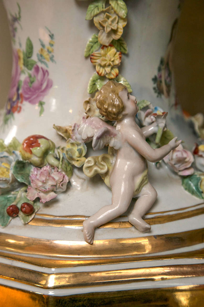 Late 20th Century Fantastic Pair of Meissen Style Covered Urns