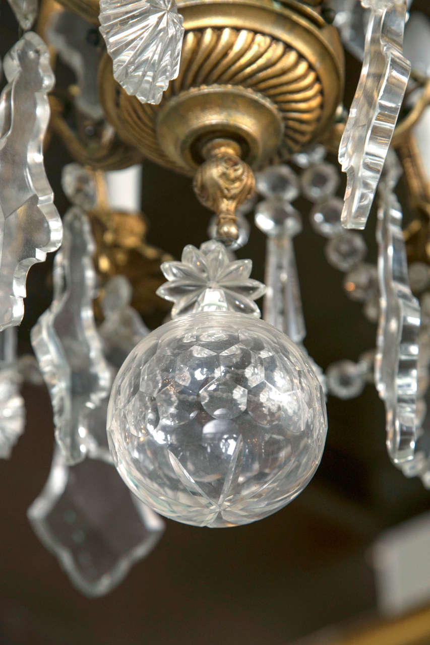Rococo Eight-Light Bronze and Crystal Chandelier