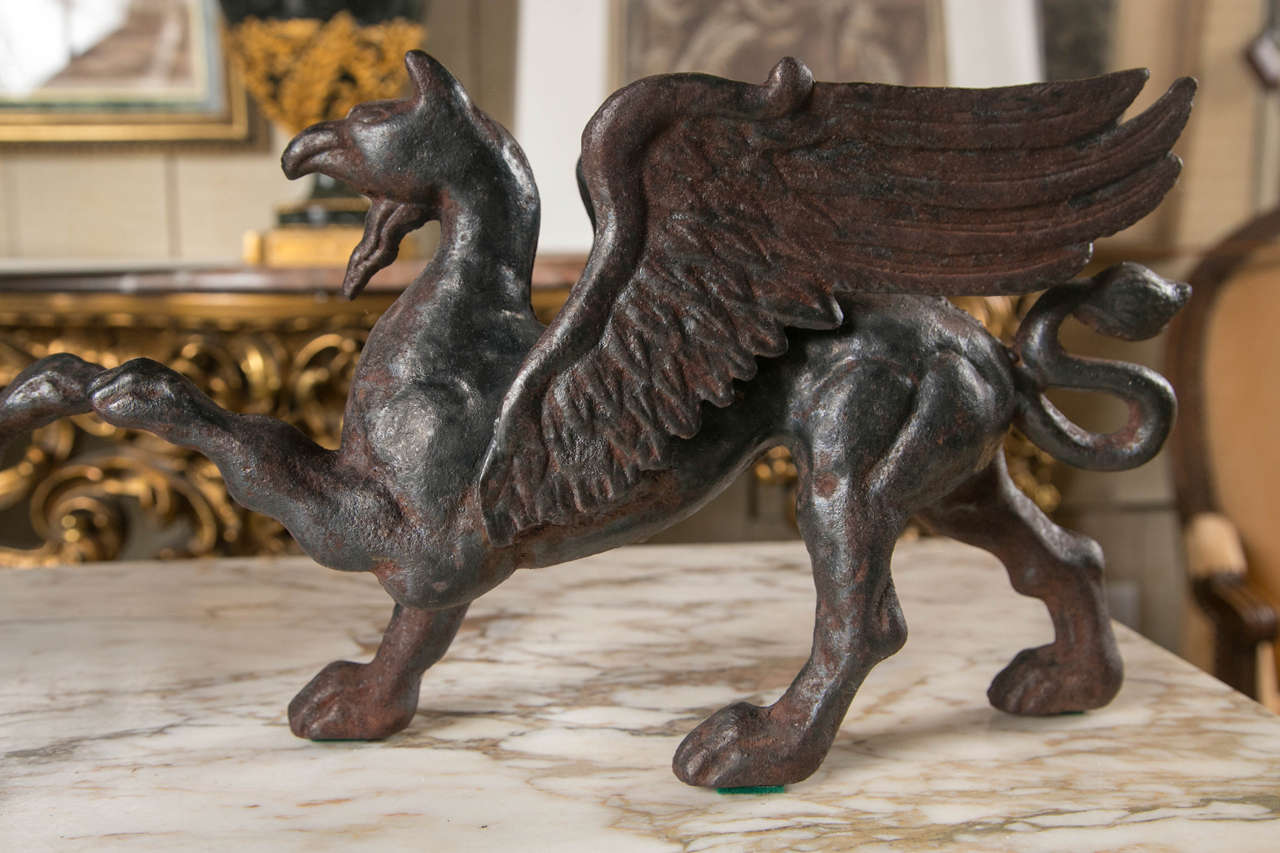 American Pair of Cast Iron Griffins
