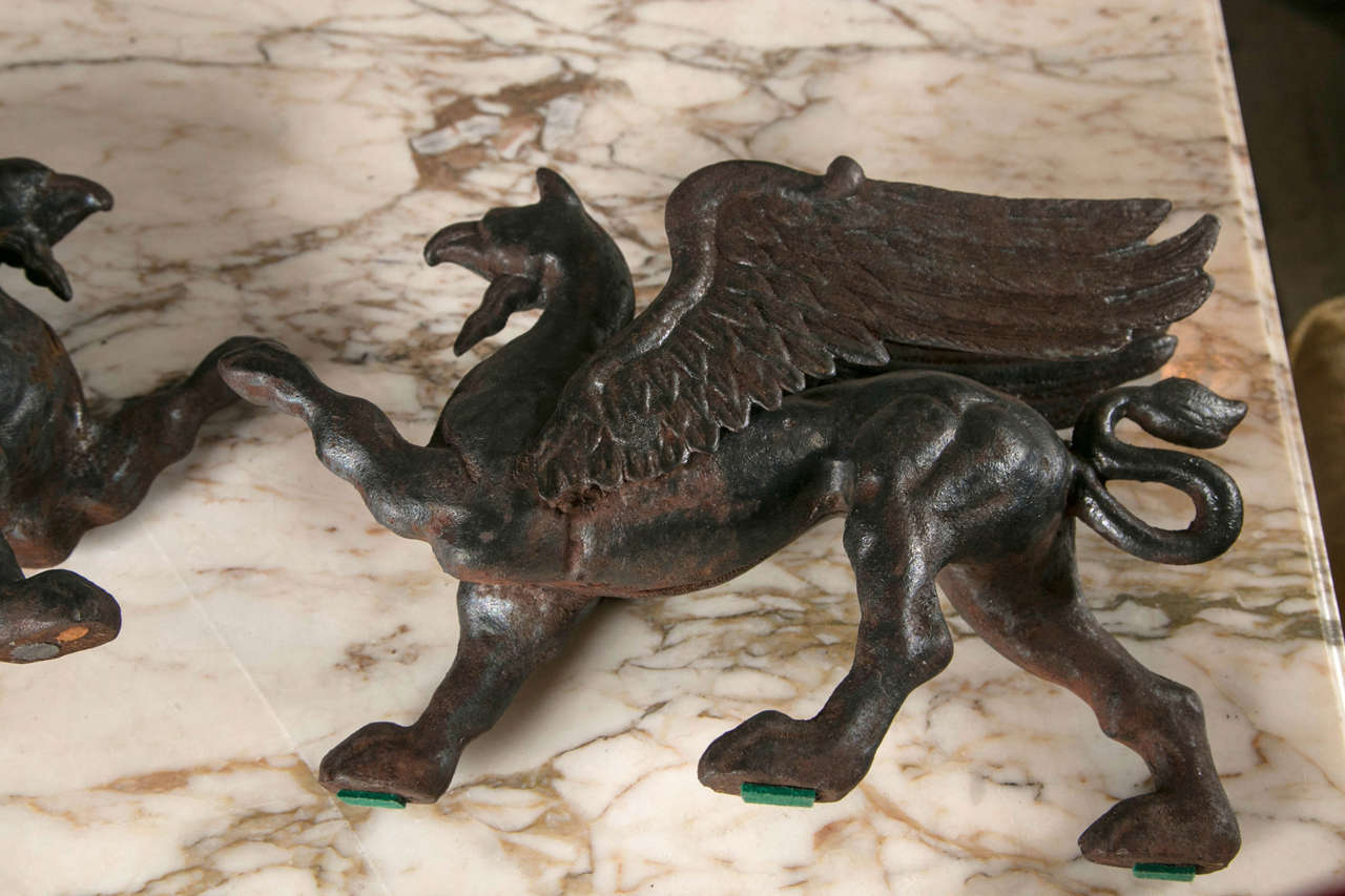 Pair of Cast Iron Griffins 2
