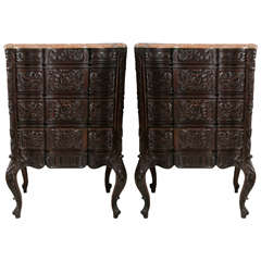 Pair of Marble Topped Bedside Chests Pair of Marble Topped Bedside Chests