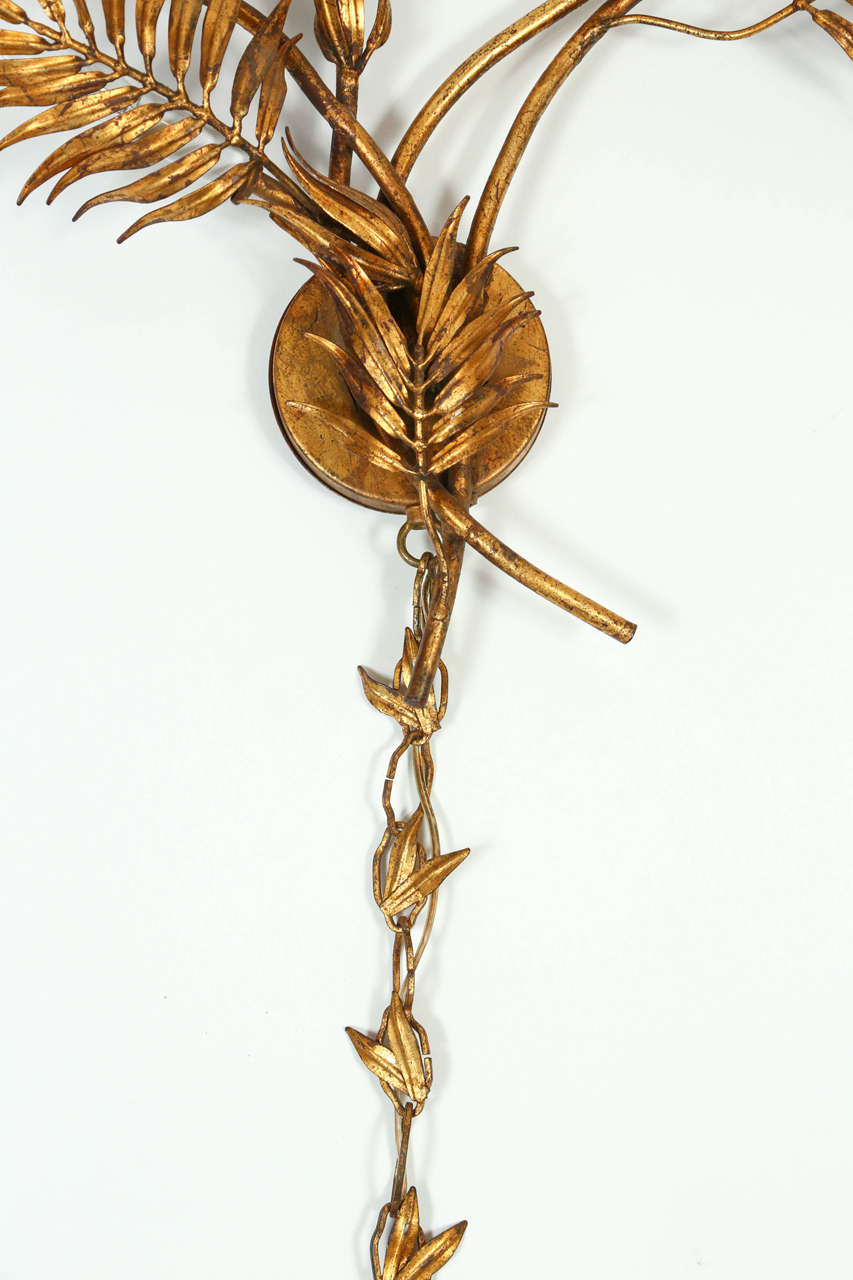 Gold Palm Leaf Wall Light at 1stDibs