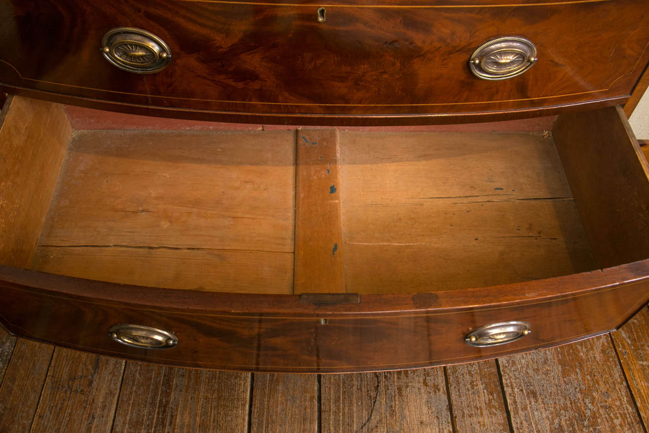 Inlay Mahogany Bow Front Chest of Drawers