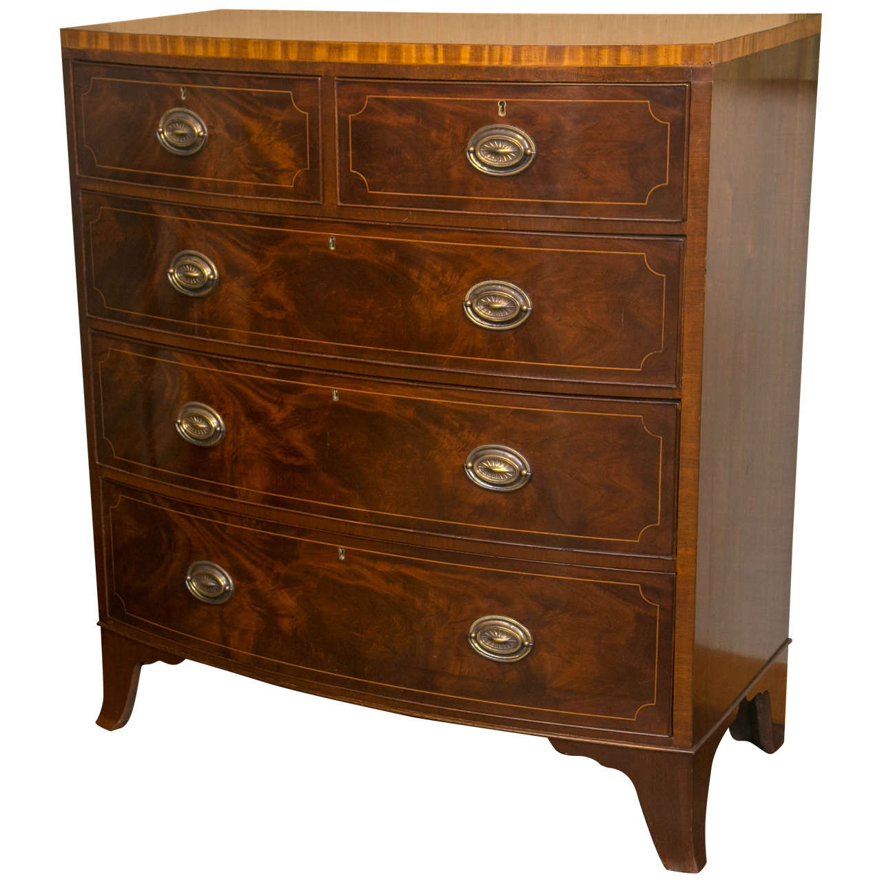 Mahogany Bow Front Chest of Drawers For Sale