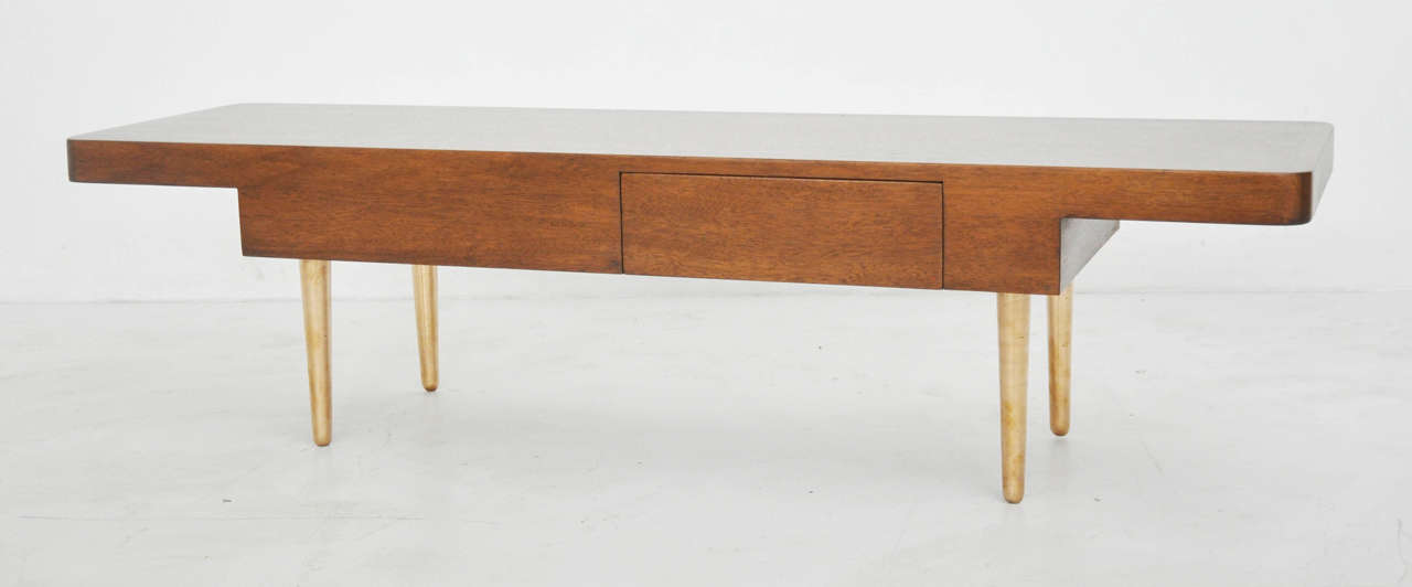 Mid-Century Modern Dunbar Coffee Table with Brass Legs by Edward Wormley