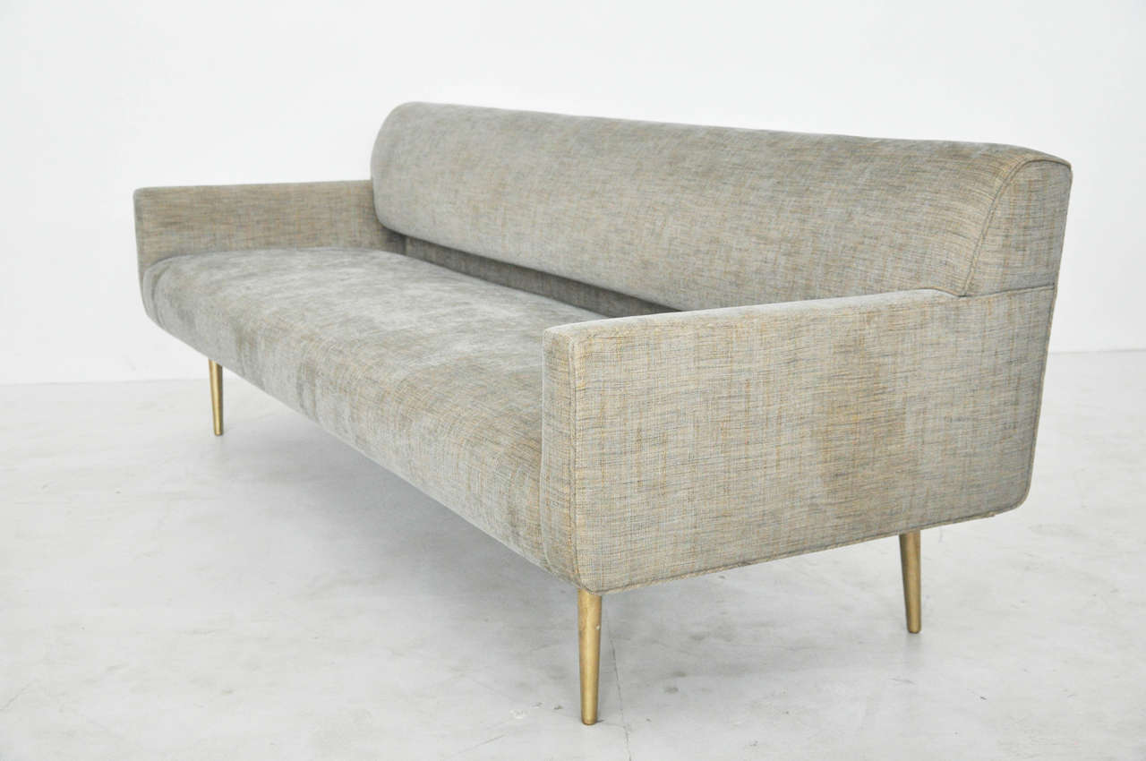 Dunbar sofa with brass legs.  Designed by Edward Wormley.  Fully restored and reupholstered.