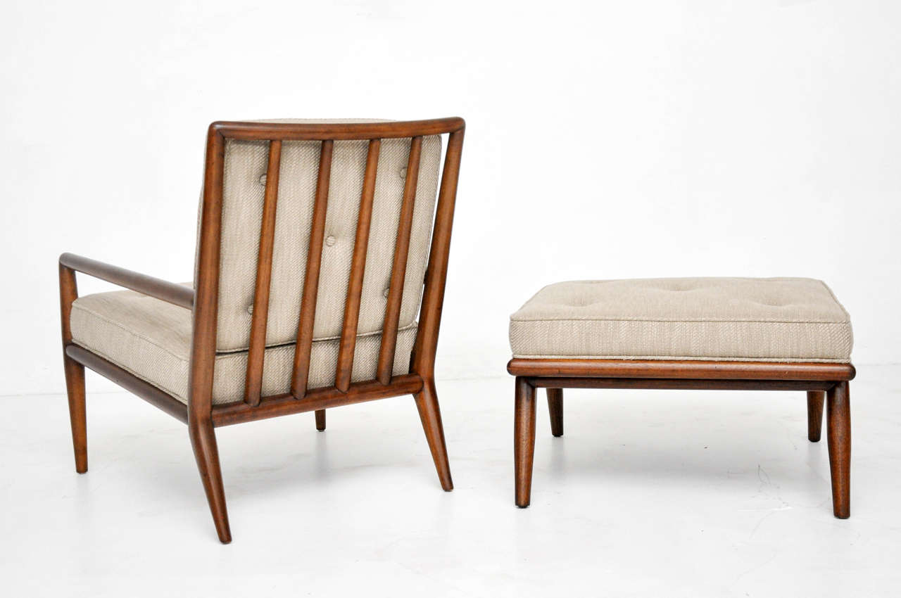Mid-20th Century T.H. Robsjohn-Gibbings Lounge Chair with Ottoman