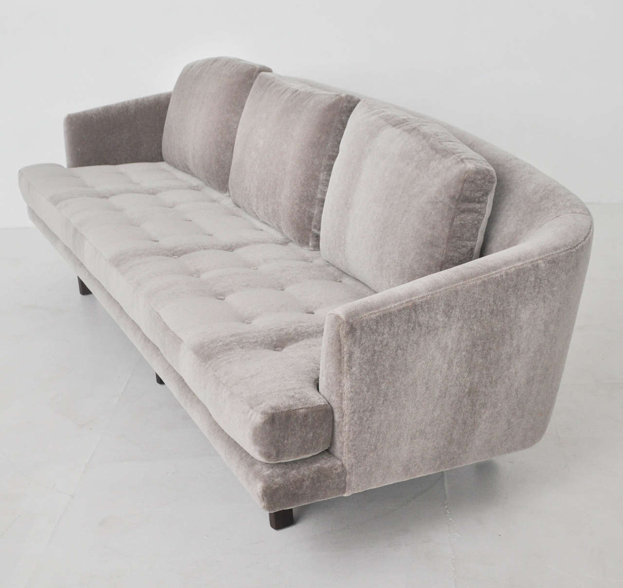 Pair of sofas designed by Edward Wormley for Dunbar. Fully restored and reupholstered in plush mohair.