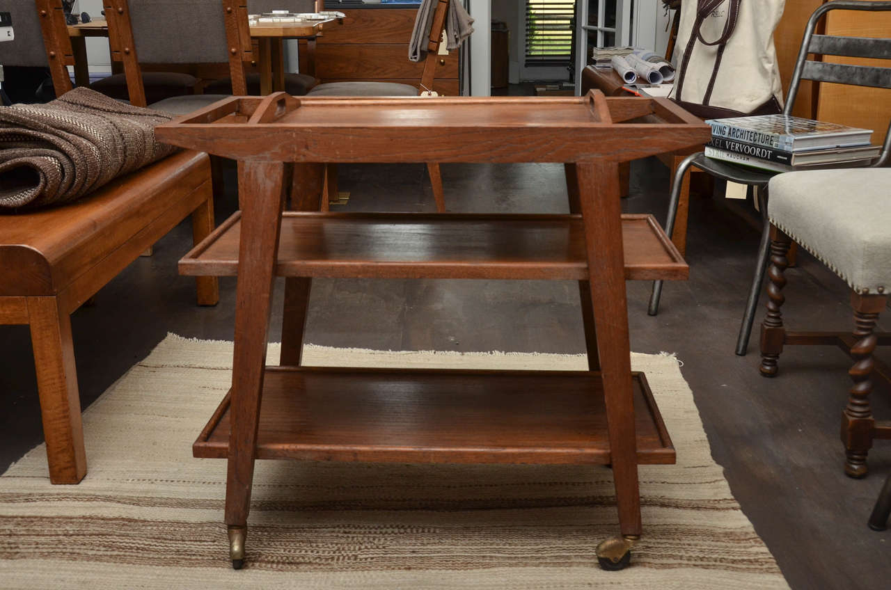 Oak Trolley with Removable Tray 4