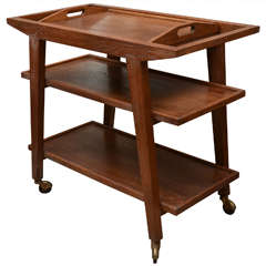 Oak Trolley with Removable Tray 11