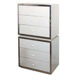 Pair  White Lacquer Chrome End Tables