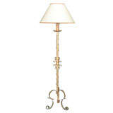 Antique French Iron Scroll Gold Floor Lamp