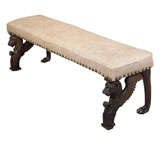 Early Italian Carved Italian Bench "Griffins" - Venetian