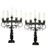 Vintage Pair 1940
s Wrought Iron Theatre Candelabra