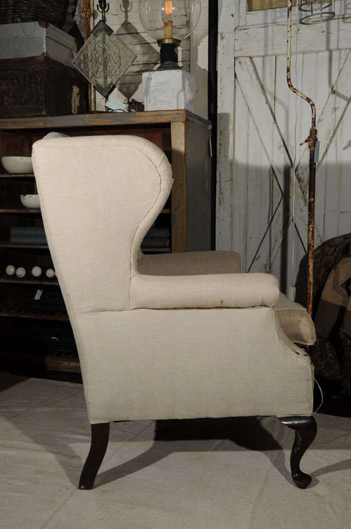 Linen Wing Chair w/Grain Sack/Horse 1