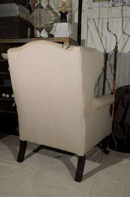 Linen Wing Chair w/Grain Sack/Horse 2