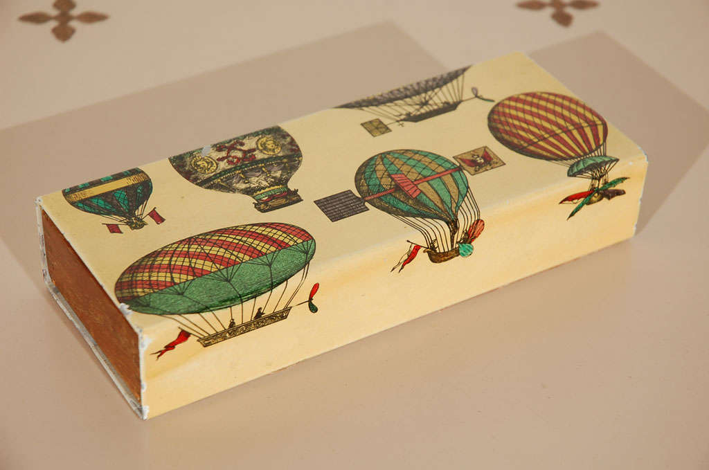 Piero Fornasetti Enamel Wood and Metal Box in Balloon Design.