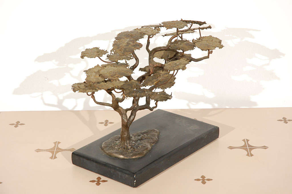 Brass (bronze) bonsai tree signed 3