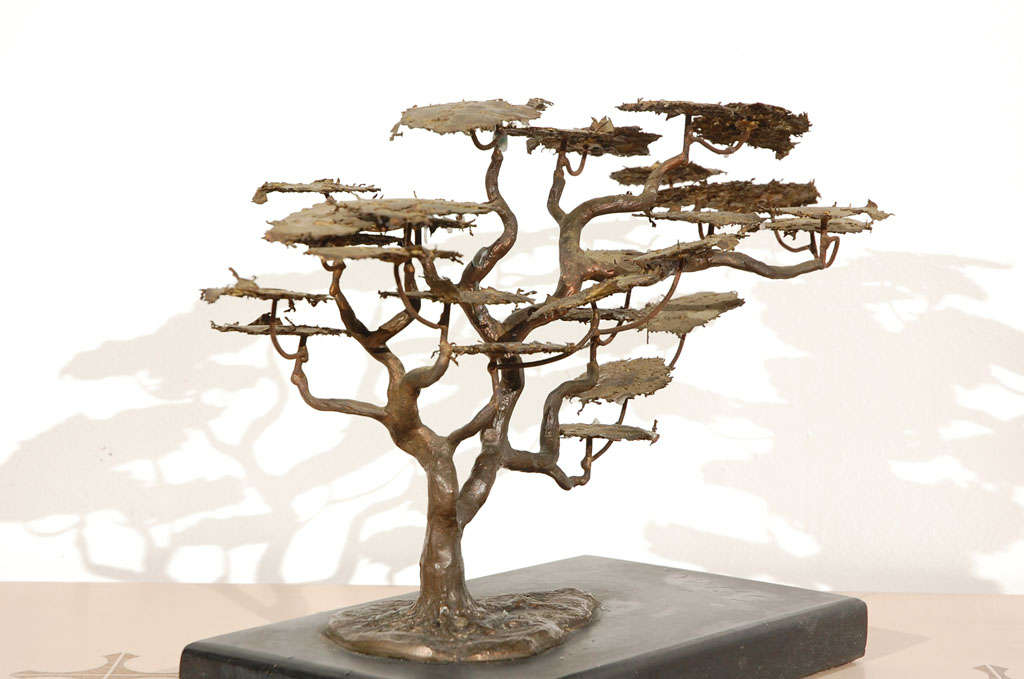 Brass (bronze) bonsai tree signed 4