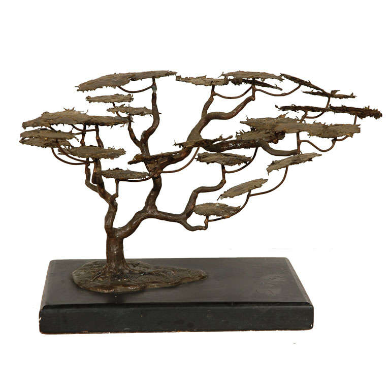 Brass (bronze) bonsai tree signed
