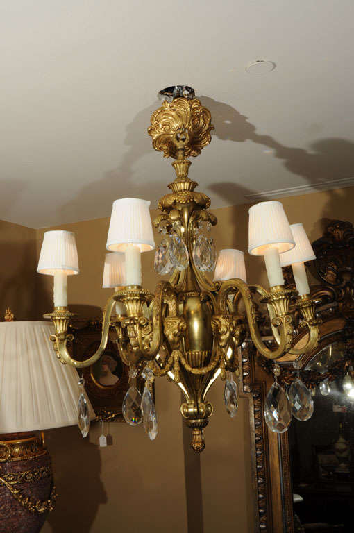 French 19th Bronze Dore Louis XVI Chandelier For Sale