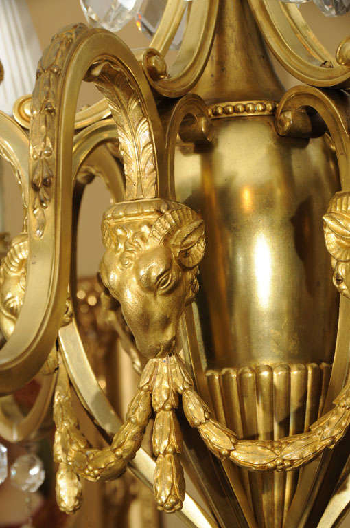 19th Bronze Dore Louis XVI Chandelier In Excellent Condition For Sale In Dallas, TX