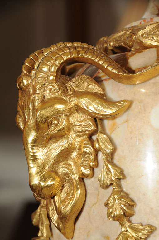 19th Marble Louis XVI Rams head lamp 1